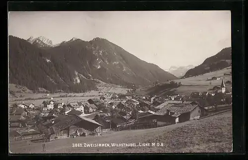 AK Zweisimmen, Ortsansicht mit Wildstrubel