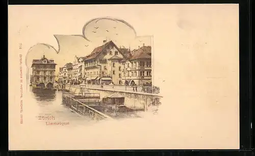 Lithographie Zürich, Partie am Limmatquai