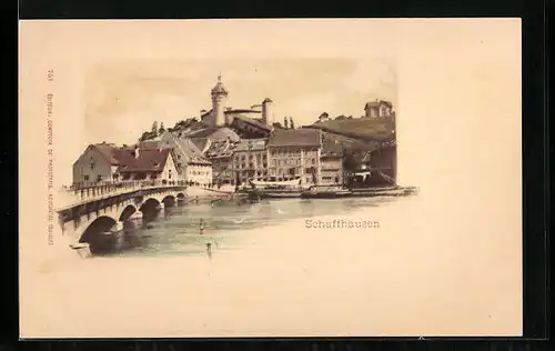 AK Schaffhausen, Teilansicht mit Brücke