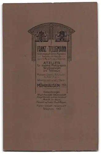 Fotografie Franz Tellgmann, Mühlhausen i. Thür., Ältere Dame im Kleid mit einem Buch