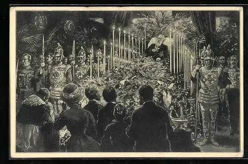 Künstler-AK Aufbahrung Sr. Kgl. Hoheit Prinzregent Luitpold v. Bayern 1912