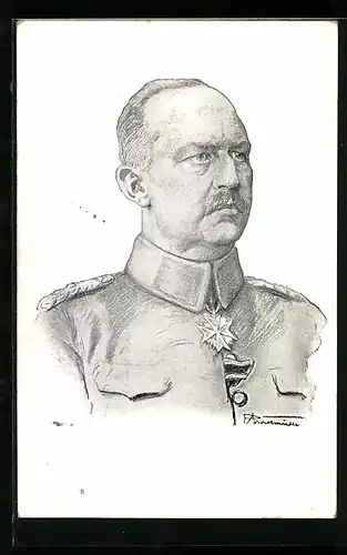 Künstler-AK Portrait von Generalleutnant Erich Ludendorff