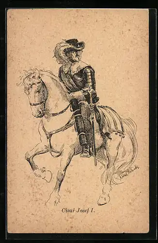 Künstler-AK Cisar Josef I., Kaiser Josef I. von Österreich zu Pferd