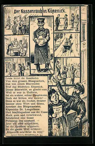 Künstler-AK Berlin-Köpenick, Der Hauptmann von Köpenick