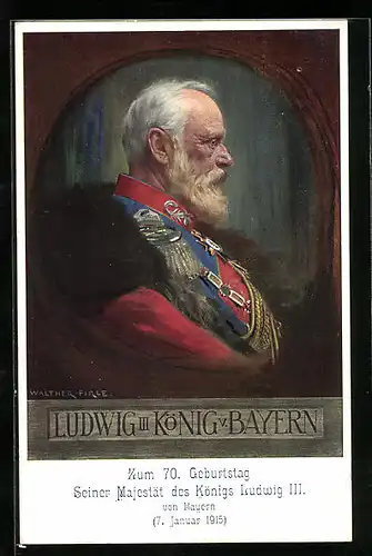 AK König Ludwig III., Seitenportrait in Uniform