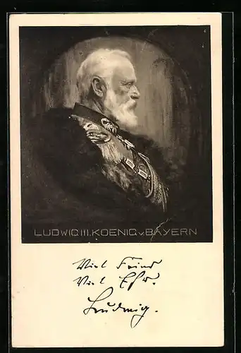 AK König Ludwig III. in seitlichem Portrait