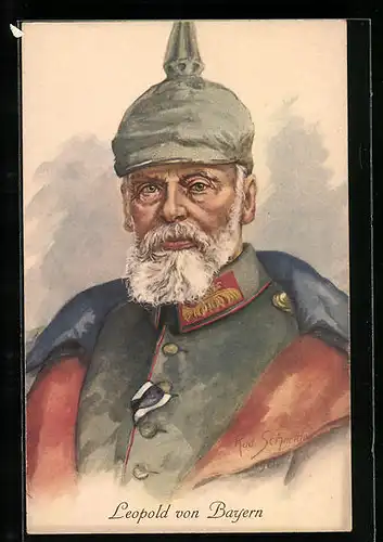 Künstler-AK Prinz Leopold von Bayern mit Pickelhaube