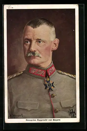 Künstler-AK Kronprinz Rupprecht von Bayern in Uniform