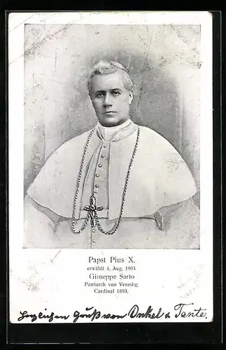 AK Bildnis von Papst Pius X., Giuseppe Sarto, Patriach von Venedig