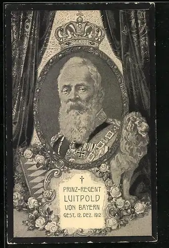 Künstler-AK Bildnis Prinzregent Luitpold von Bayern, gestorben am 12. Dez. 1912