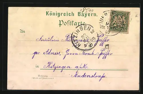 Lithographie Nürnberg, Dürerhaus, Florenzkirche, Dürerdenkmal