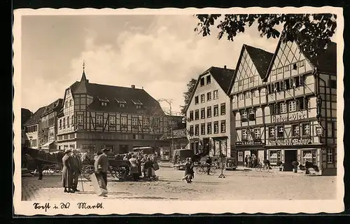 AK Soest i. W., Markt mit Gasthaus Im wilden Mann