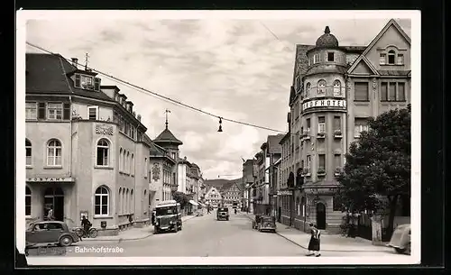 AK Ebingen, Bahnhofstrasse mit Hof Hotel