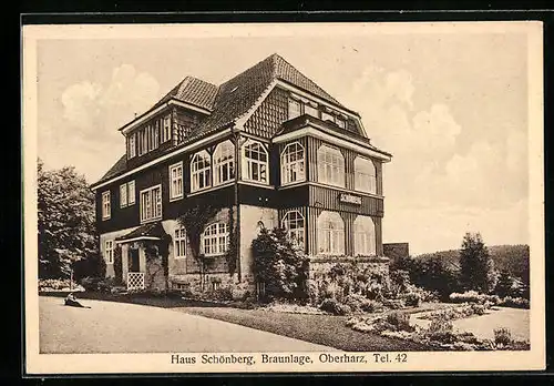 AK Braunlage / Oberharz, Ansicht vom Hotel Haus Schönberg