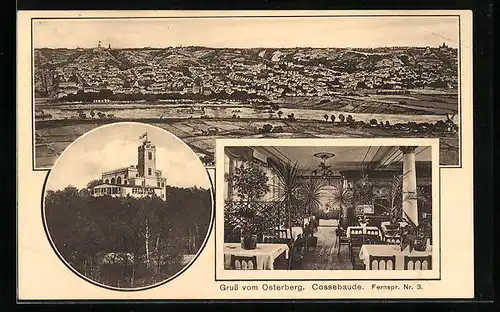 AK Cossebaude, Restaurant auf dem Osterberg, Panorama