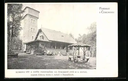 AK Cerchov, Gasthaus mit Turm