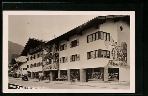 AK Garmisch, Ostler Haus mit Strasse