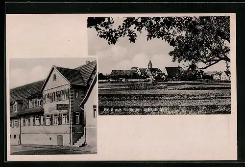 AK Nellingen bei Esslingen, Gesamtansicht, Gasthaus zum Rössle
