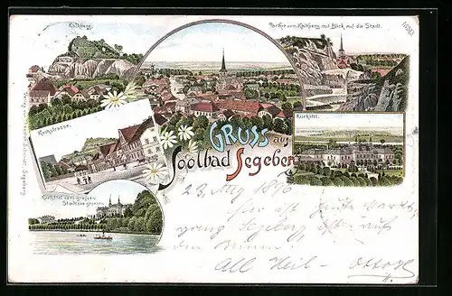 Lithographie Segeberg, Teilansicht, Kirchstrasse, Kurhotel