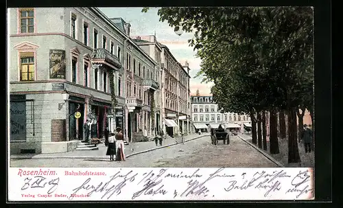 AK Rosenheim, Spaziergang in der Bahnhofstrasse