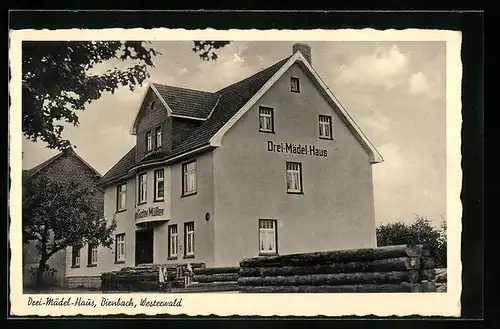 AK Birnbach /Westerwald, Gasthaus Drei-Mädel-Haus, Gastwirtschaft und Sägewerk, Gustav Müller