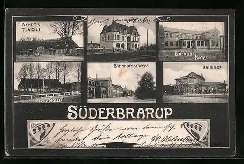 AK Süderbrarup, Bahnhofsstrasse, Gasthaus Carl L. Möller, Bahnhofs-Hotel