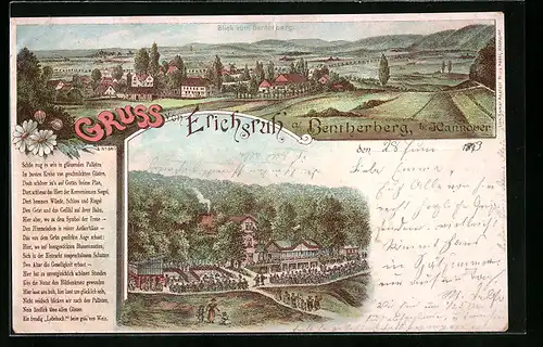 Lithographie Benthe, Erichsruh a. Bentherberg, Blick vom Bentherberg