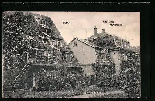 AK Gotha, Gasthaus Alte Münze, Gartenseite