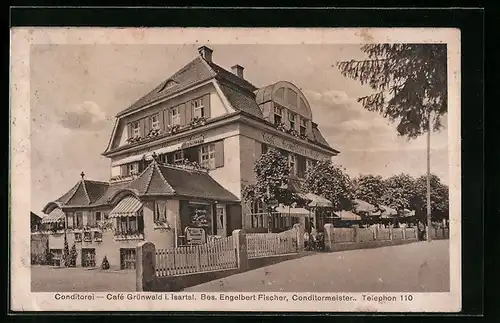 AK Grünwald i. Isartal, Konditorei Cafe Grünwald von Engelbert Fischer