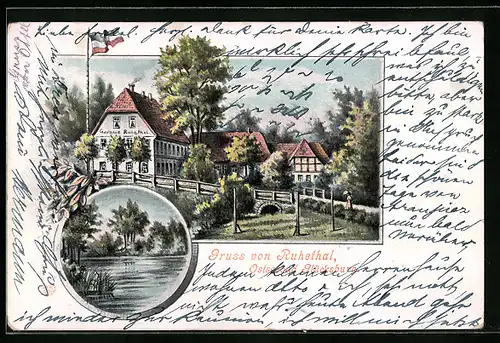 AK Glücksburg, Ostseebad Gasthaus Ruhethal, Uferpartie