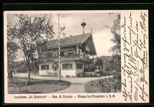 AK Klausa bei Ehrenhain, Pension Landhaus St. Hubertus von A. Crienitz