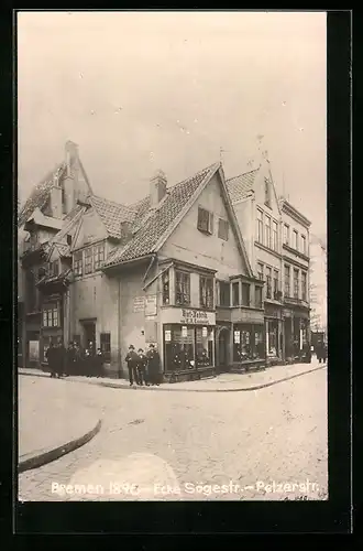 AK Bremen, Geschäft Hut-Fabrik Ecke Sögestr. und Pelzerstr. 1896