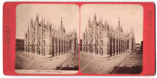 Stereo-Fotografie G. Brogi, Firenze, Ansicht Mailand / Milano, Il Duomo, La Cattedrale