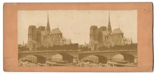 Stereo-Fotografie unbekannter Fotograf, Ansicht Paris, Kathedrale Notre Dame