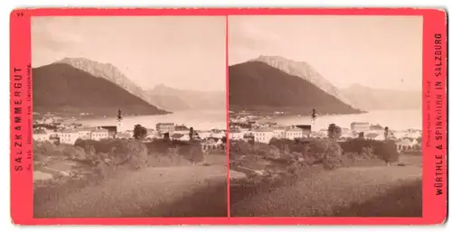 Stereo-Fotografie Würthle & Spinnhirn, Salzburg, Ansicht Gmunden, Ortschaft vom Calvarienberg gesehen