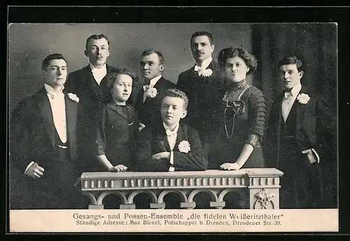 AK Potschappel, Gesangs- und Possen-Ensemble die fidelen Weisseritzthaler, Dresdenerstr. 39