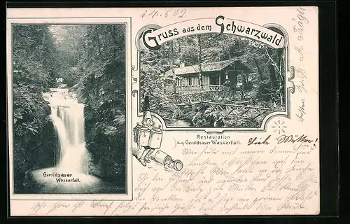 AK Geroldsauer Wasserfall /Schwarzwald, Blick auf Restauration