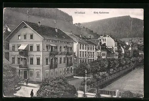 AK Wildbad, König Karlstrasse mit Hotel de Russie