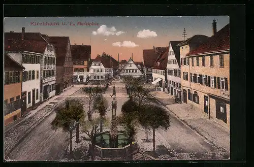 AK Kirchheim u. T., Blick auf den Marktplatz