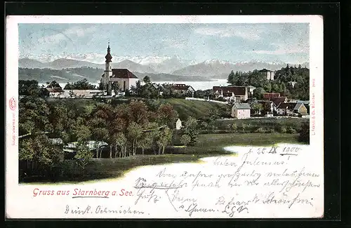 AK Starnberg a. See, Ortspartie aus der Vogelschau