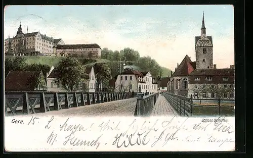 AK Gera, Brücke mit Schloss Osterstein