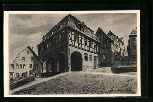 Künstler-AK Schlitz /Hessen, Am Stadtberg, Nach Kohlezeichnung von K. Winkel