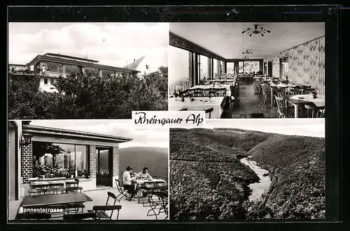 AK Presberg über Rüdesheim, Gaststätte Rheingauer Alp, Sonnenterrasse
