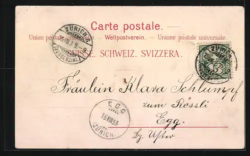 Lithographie Zürich, Teilansicht mit Brücke