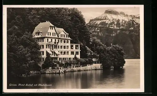 AK Gersau, Hotel Seehof mit Niederbauen