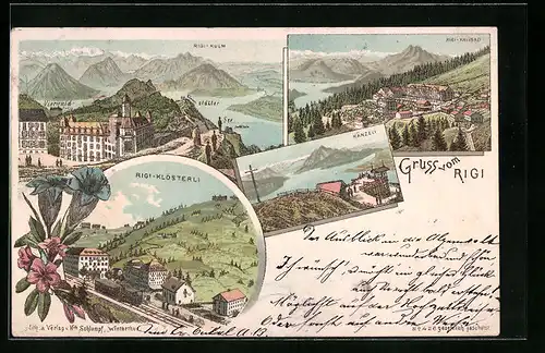 Lithographie Rigi, Rigi-Kaltbad, Rigi-Känzeli, Rigi-Klösterli