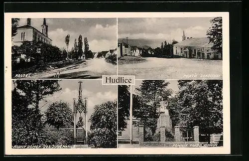 AK Hudlice, Kostel, Partie Sokolovna, Pomnik Padlym Vojinum