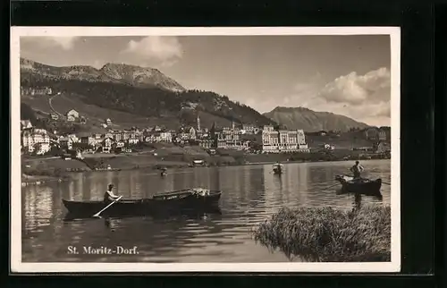 AK St. Moritz-Dorf, Ruderboote auf dem See