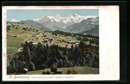 AK St. Beatenberg, Hotel Alpenrose, Eiger, Mönch u. Jungfrau