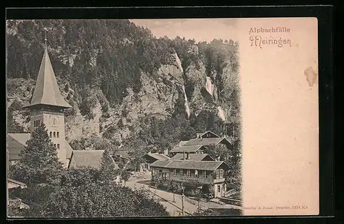 AK Meiringen, Alpbachfälle, Kirche und Atelier für Holzschnitzereien